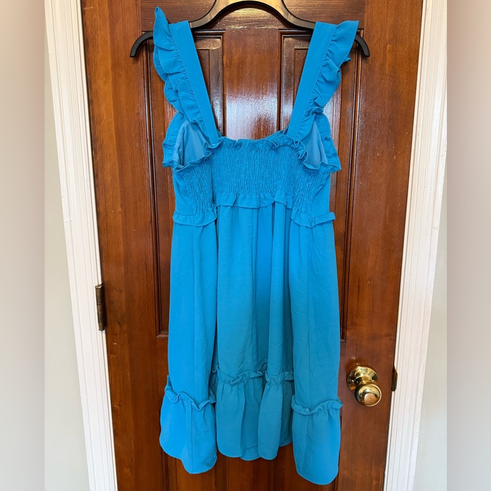 Vibrant Blue Ruffle Mini Dress - Picture 3 of 3